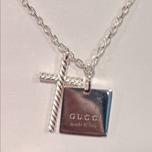 ♥️ Gucci SV925 Sterling Silver Cross Necklace